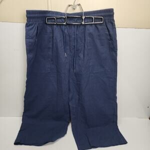 Women's Navy Blue Pull-On Drawstring Capri Shorts w/ Side Pockets Size M